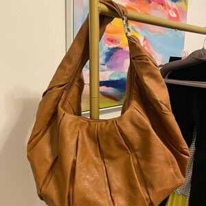Tan Brown Women's Hobo shoulder Bag vegan leather large purse
